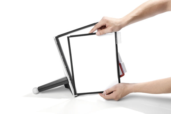 Durable Prospektständer Sherpa Table 10 – für A4, 10 Fächer, Schwarz/Rot, Kunststoff, 260×100×385 mm