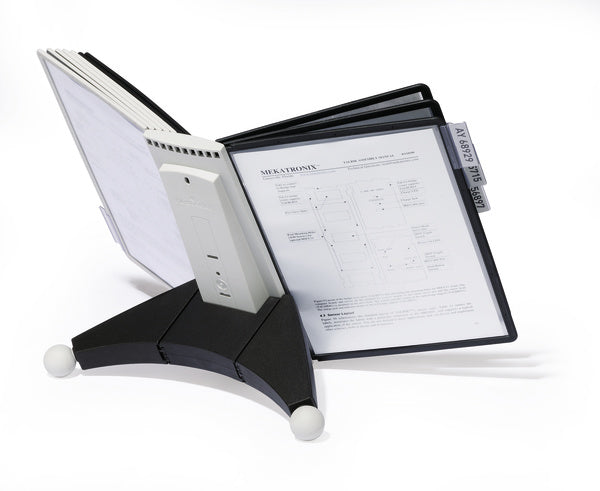 Durable Prospektständer Sherpa Table 10 – für A4, 10 Fächer, Schwarz/Rot, Kunststoff, 260×100×385 mm