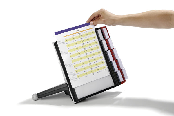 Durable Prospektständer Sherpa Table 10 – für A4, 10 Fächer, Schwarz/Rot, Kunststoff, 260×100×385 mm