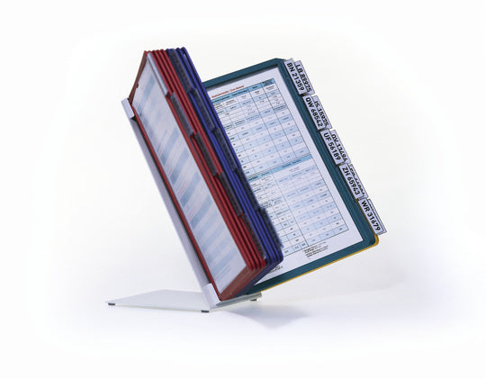 Durable Sichttafelsystem Tischständer – 270 × 395 mm, grau, Metall/Kunststoff, Reiter inkl., scannertauglich