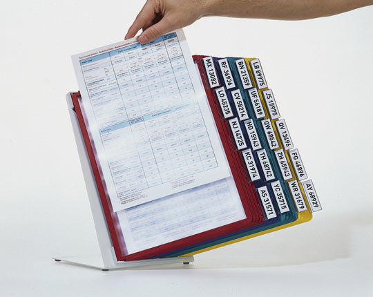 Durable Sichttafelsystem Tischständer – 270 × 395 mm, grau, Metall/Kunststoff, Reiter inkl., scannertauglich