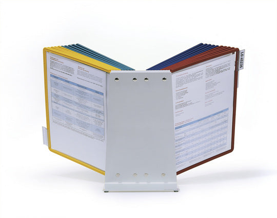Durable Sichttafelsystem Tischständer – 270 × 395 mm, grau, Metall/Kunststoff, Reiter inkl., scannertauglich
