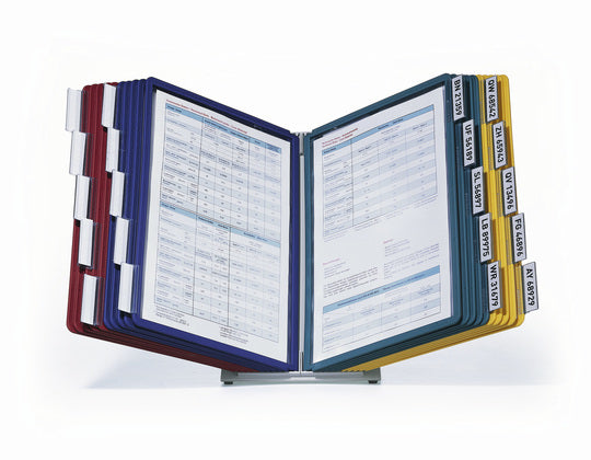 Durable Sichttafelsystem Tischständer – 270 × 395 mm, grau, Metall/Kunststoff, Reiter inkl., scannertauglich