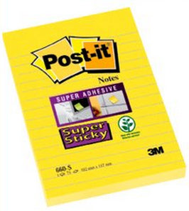 Post-it Haftnotizen – 102×152 mm – Neongelb, 75 Blatt, Super Sticky, PEFC