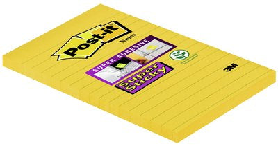 Post-it Haftnotizen – 102×152 mm – Neongelb, 75 Blatt, Super Sticky, PEFC