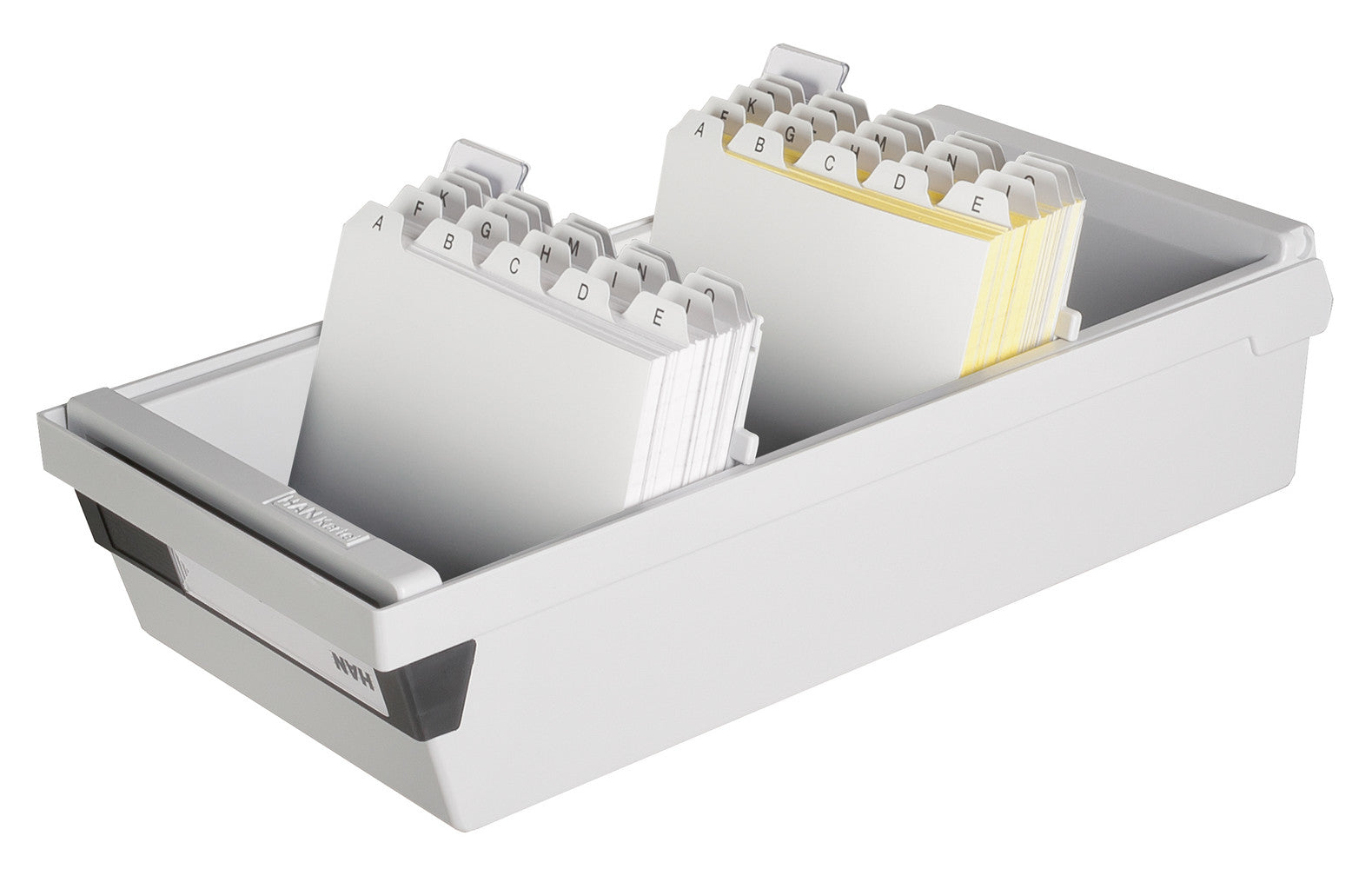 HAN Karteikasten 956-11 – für A6 quer – mit Deckel, für 1300 Karten, Polystyrol (PS), grau
