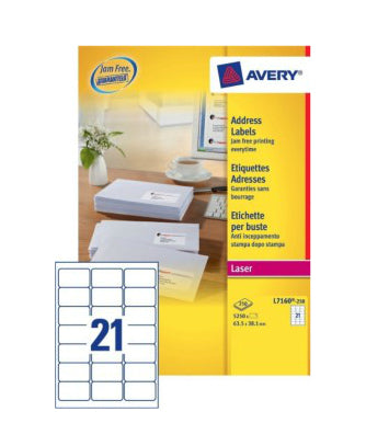 AVERY Zweckform – Adress-Etiketten QuickPEEL, 64 mm × 38 mm, weiss, selbstklebend, 5'250 Etiketten (250 Blatt)