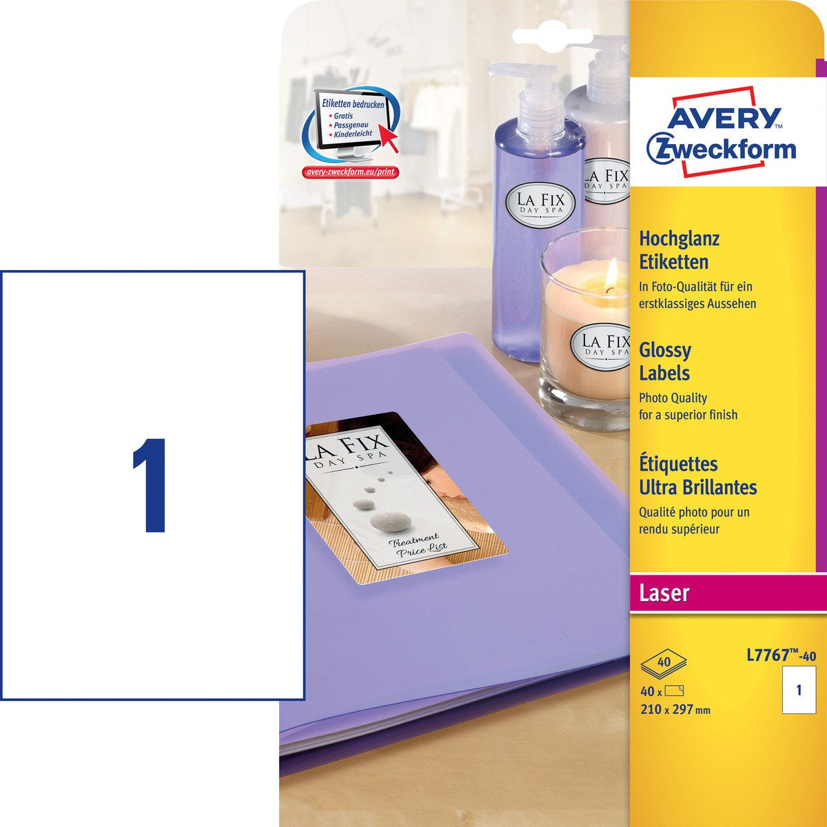 Avery Zweckform – Druckeretiketten, 210 mm × 297 mm, weiss, Papier, permanent, 40 Blatt