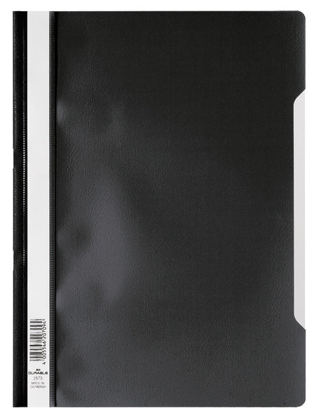 Durable Schnellhefter für A4, Polypropylen (PP), Schwarz/Transparent – Transparenter Vorderdeckel