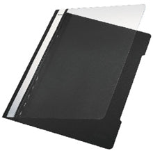 Leitz Schnellhefter für A4, PVC, schwarz – transparenter Vorderdeckel, Beschriftungsstreifen