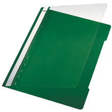 Leitz Schnellhefter für A4, PVC, grün/transparent – transparenter Vorderdeckel, mit Abheftvorrichtung