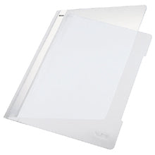 Leitz Schnellhefter für A4, PVC, weiss – transparenter Vorderdeckel, Beschriftungsstreifen