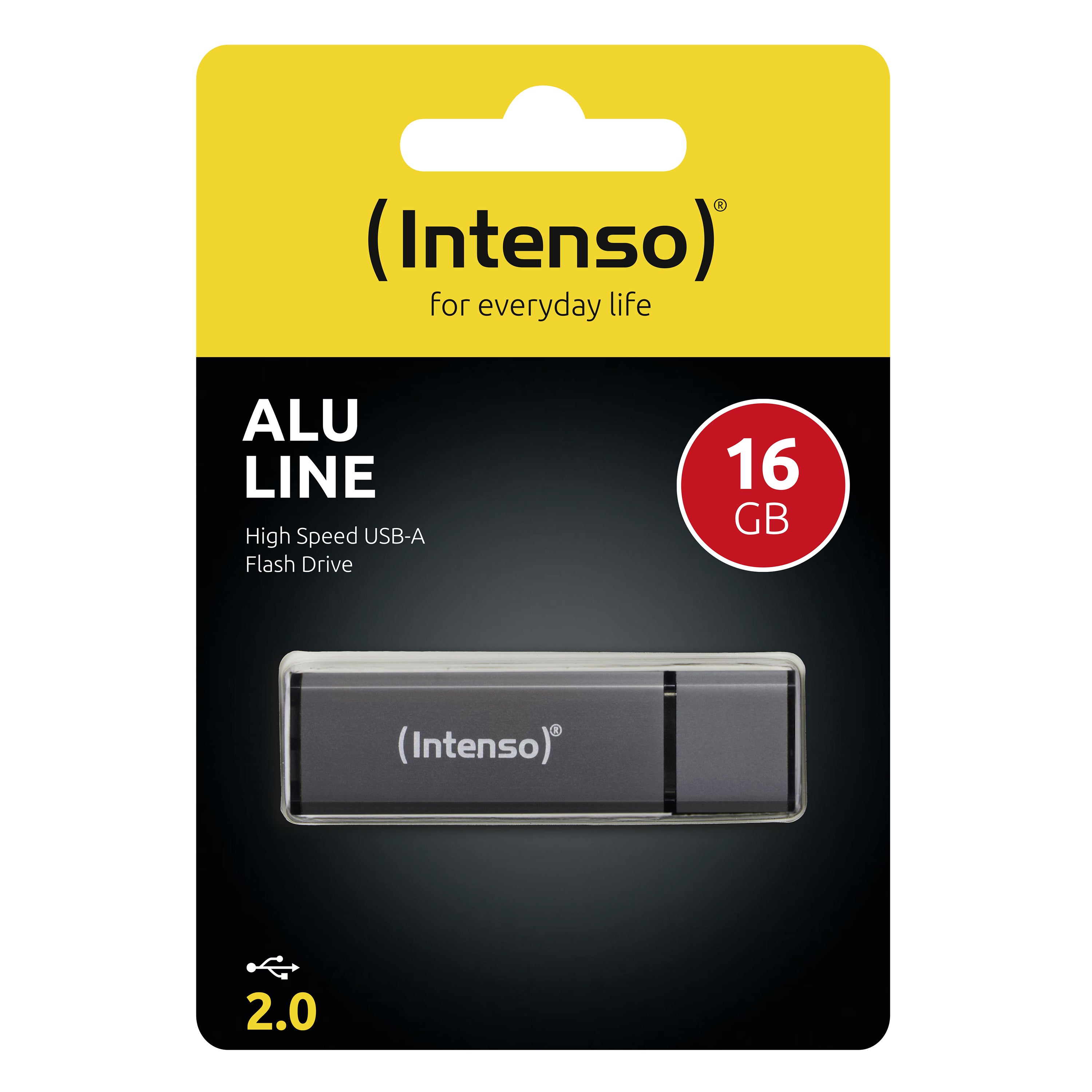 Intenso Alu Line – 16 GB USB-Stick, USB 2.0, USB Typ-A, Aluminiumgehäuse, Anthrazit