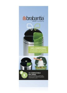 Brabantia Kompostierbeutel – 10 l, PE, grün, 12 Rollen à 10 Stk