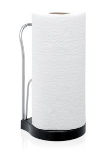 Brabantia Küchenrollenhalter Kunststoff/Edelstahl, 13 × 12 × 22 cm, mit Rollenfixierer, Silber/Schwarz