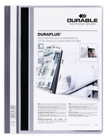 Durable Schnellhefter – A4+, Kunststoff, Grau, Beschriftungsfeld