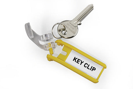 Durable Schlüsselschild Key Clip – gelb, Kunststoff, B 24 × H 68 × T 15 mm, 6 Stk. – für Key Box Code 36