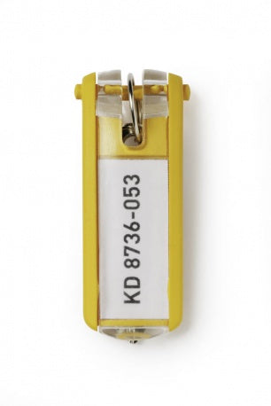 Durable Schlüsselschild Key Clip – gelb, Kunststoff, B 24 × H 68 × T 15 mm, 6 Stk. – für Key Box Code 36