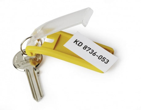 Durable Schlüsselschild Key Clip – gelb, Kunststoff, B 24 × H 68 × T 15 mm, 6 Stk. – für Key Box Code 36