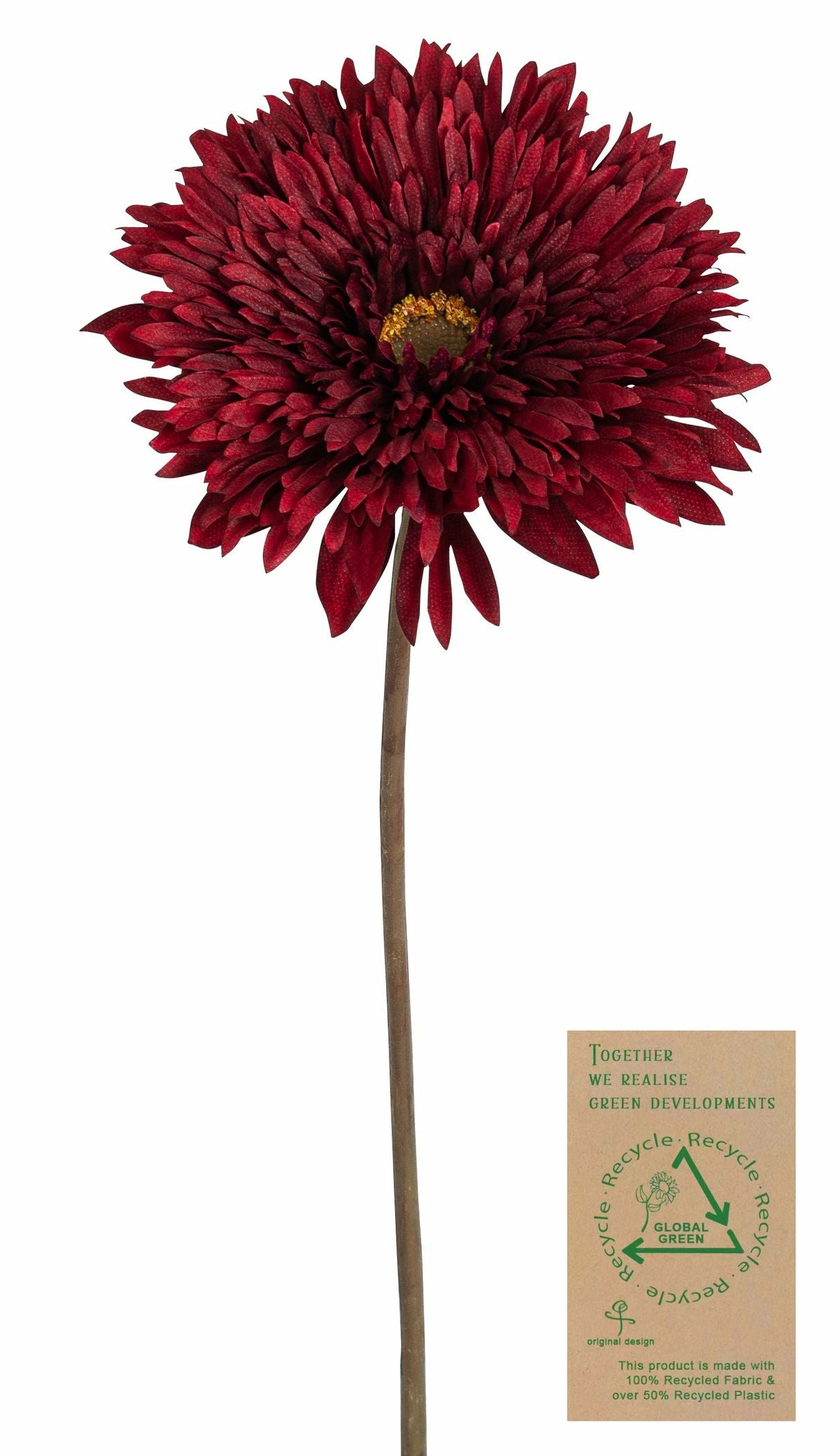 Botanic-Haus Gerbera Künstliche Blütenpflanze – 63 cm – Stoff & Kunststoff, Burgunder – 12-teilig