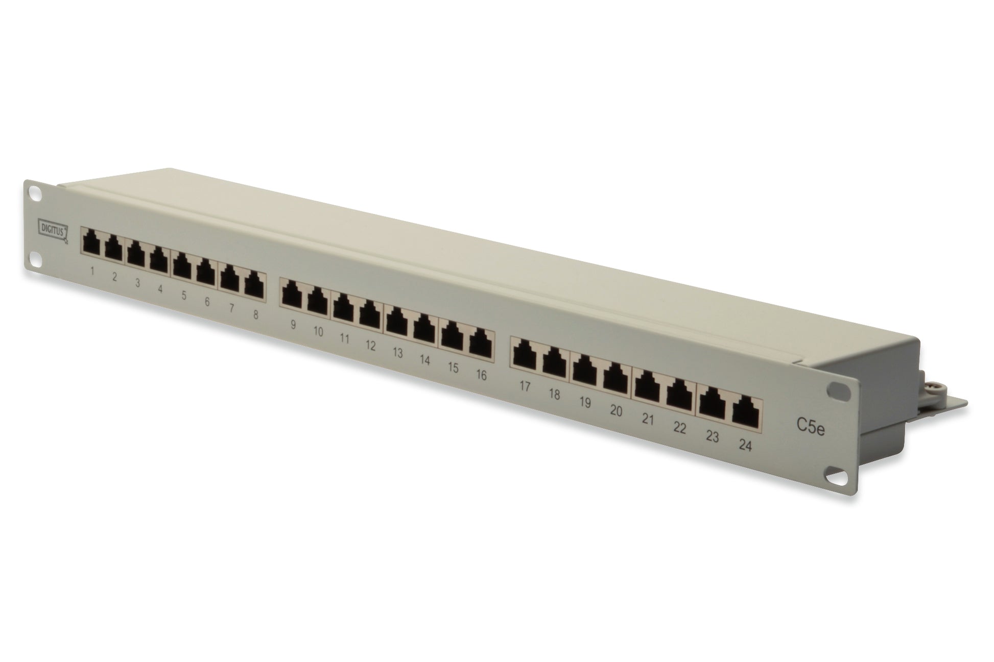 Digitus Patchpanel – 24× RJ‑45, Cat5e, Grau, 560×80 mm