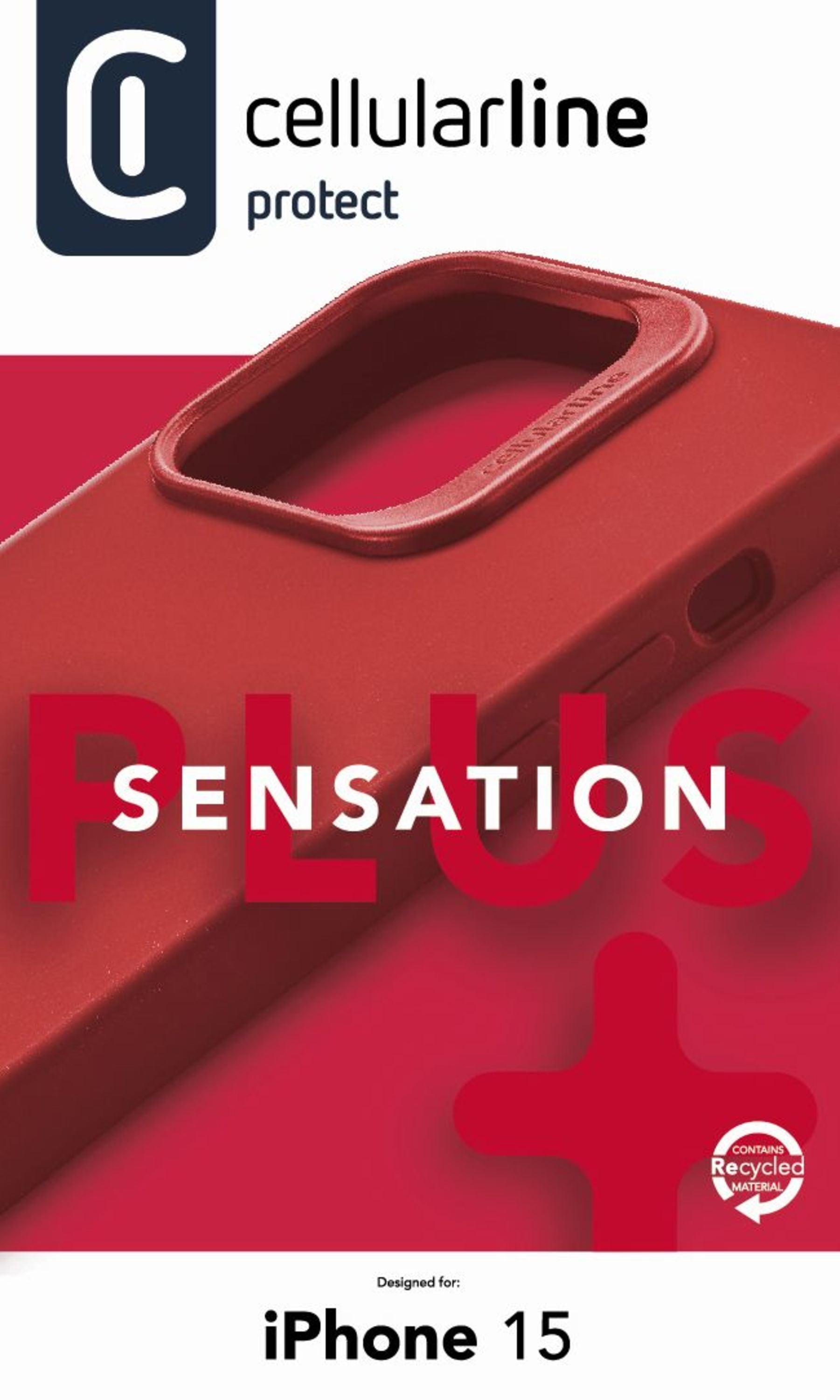 Cellularline Backcover Sensation+ – für Apple iPhone 15 – Rot – Silikon