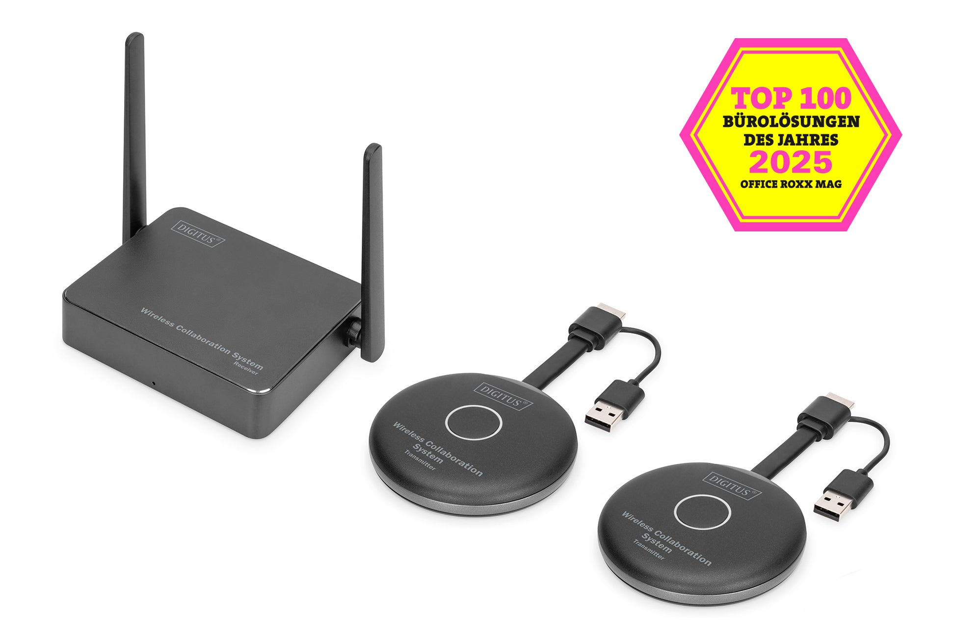 Digitus Click & Present Pro – Drahtloses Präsentationssystem – 4K, HDMI, Schwarz/Grau