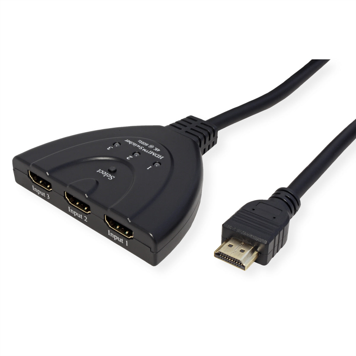VALUE HDMI Switch, 3× HDMI In / 1× HDMI Out, 4K@60 Hz, Umschaltung per Taster, Schwarz