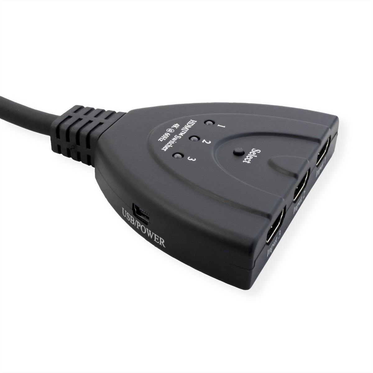 VALUE HDMI Switch, 3× HDMI In / 1× HDMI Out, 4K@60 Hz, Umschaltung per Taster, Schwarz