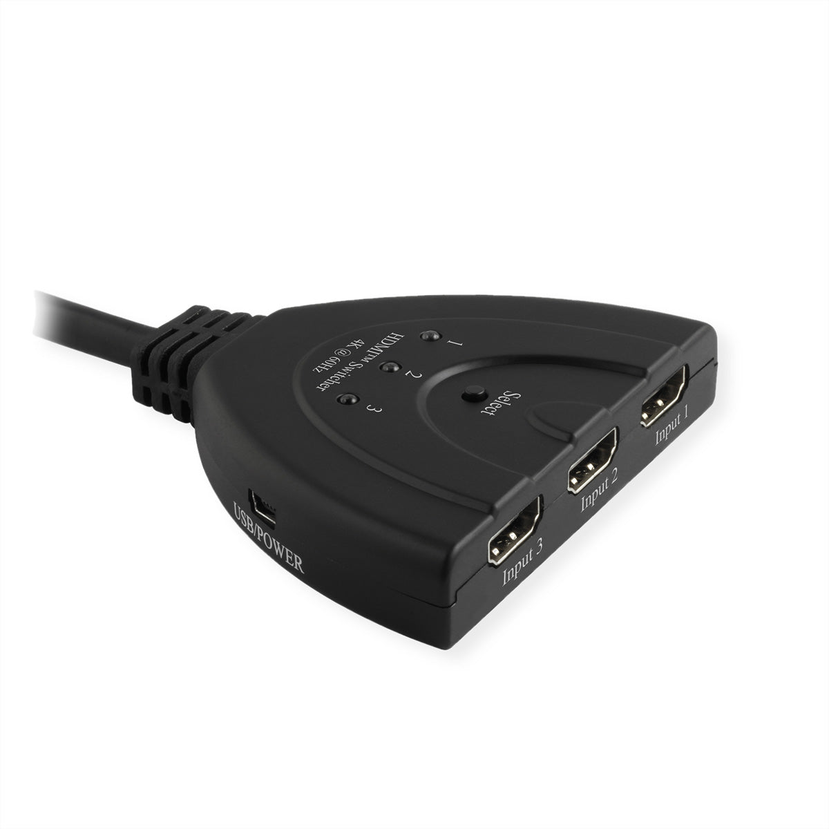 VALUE HDMI Switch, 3× HDMI In / 1× HDMI Out, 4K@60 Hz, Umschaltung per Taster, Schwarz