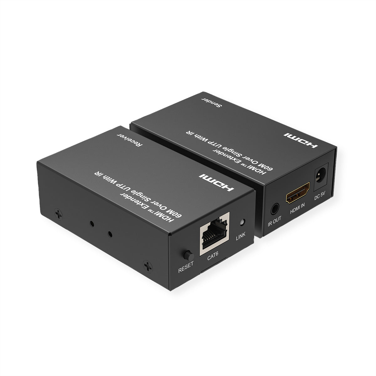 VALUE HDBaseT Extender-Kit – bis 60 m, 1920 × 1080 @ 60 Hz, HDMI 1.3, IR-Fernbedienung, Schwarz