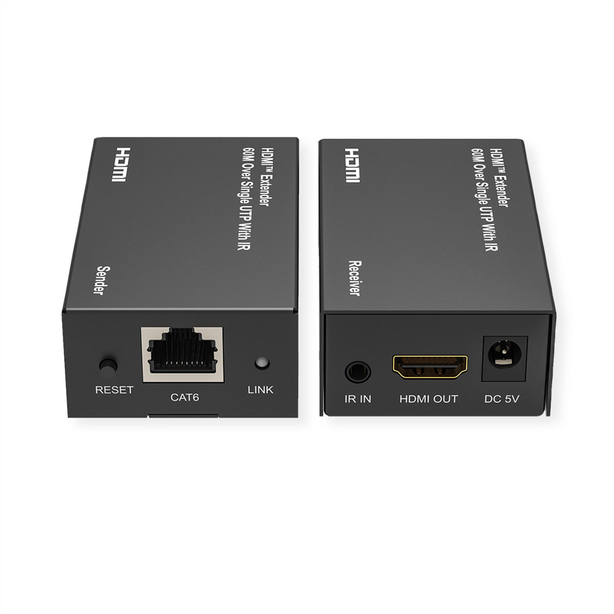 VALUE HDBaseT Extender-Kit – bis 60 m, 1920 × 1080 @ 60 Hz, HDMI 1.3, IR-Fernbedienung, Schwarz