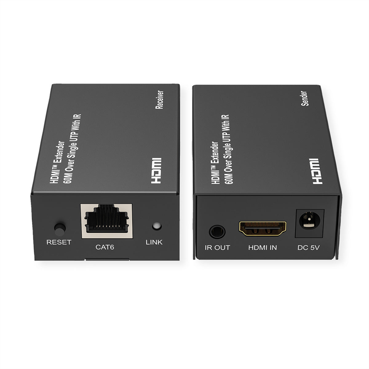 VALUE HDBaseT Extender-Kit – bis 60 m, 1920 × 1080 @ 60 Hz, HDMI 1.3, IR-Fernbedienung, Schwarz