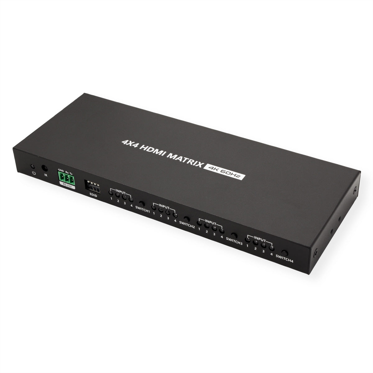VALUE 4×4 HDMI-Matrix, 4K60, RS-232/IR-Fernbedienung