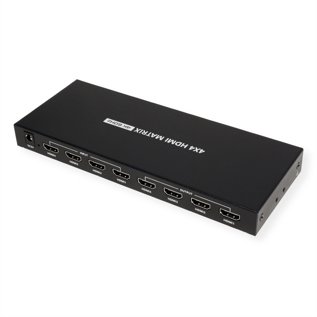 VALUE 4×4 HDMI-Matrix, 4K60, RS-232/IR-Fernbedienung