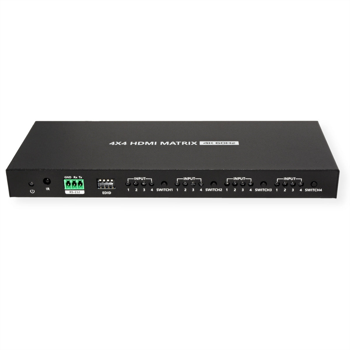 VALUE 4×4 HDMI-Matrix, 4K60, RS-232/IR-Fernbedienung