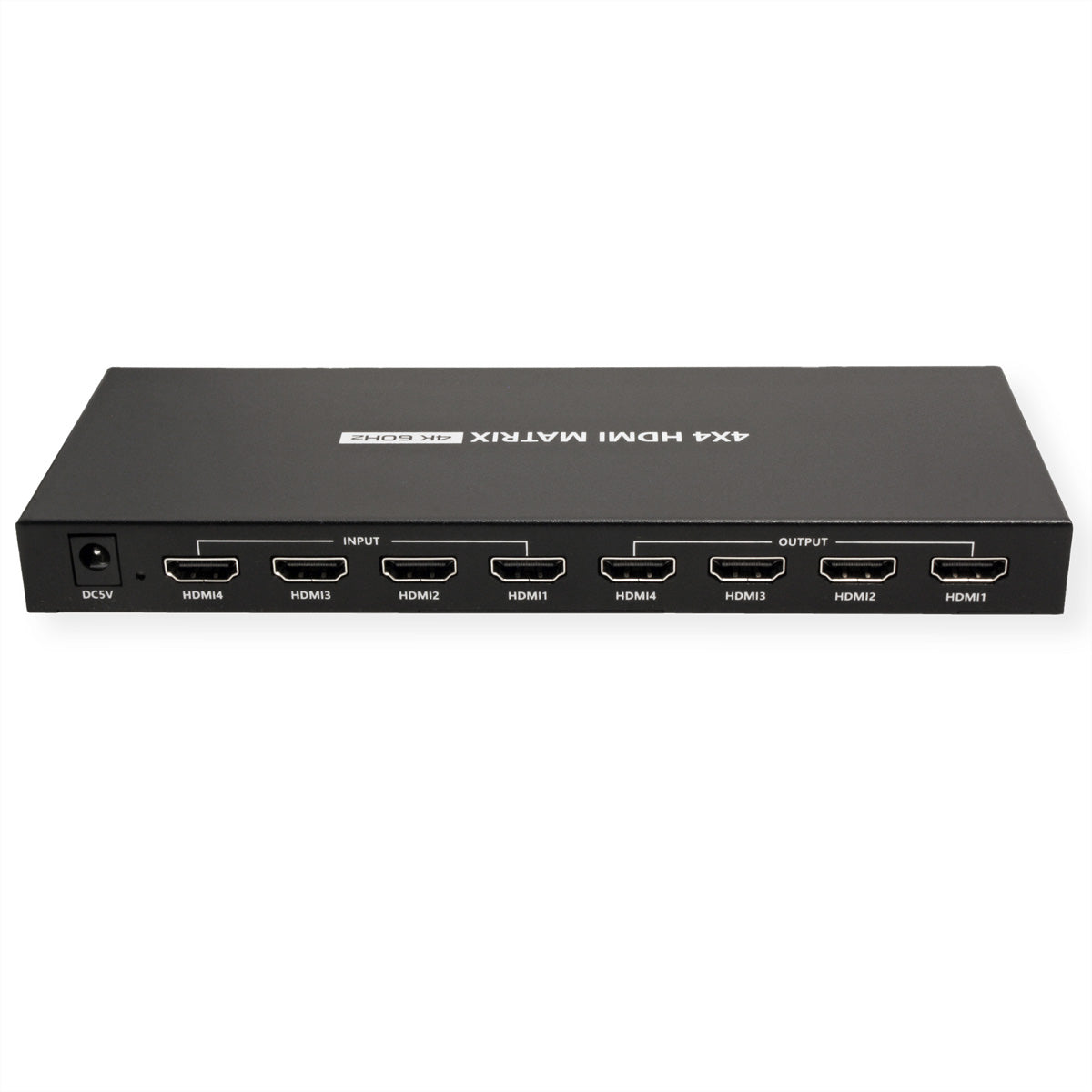 VALUE 4×4 HDMI-Matrix, 4K60, RS-232/IR-Fernbedienung