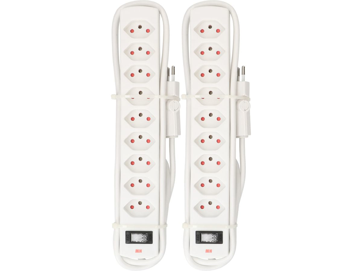 Max Hauri AG Max Hauri – Steckdosenleiste, 9× T13, mit Schalter, 2 m, Stecker T12, IP20, 2 Stück