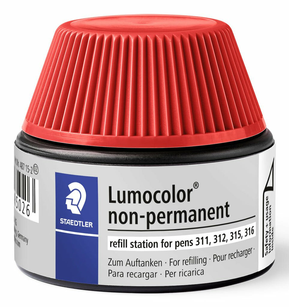 Staedtler Lumocolor non-perm 48715-2 Rot – wasserlösliche Tinte, Nachfüllstation