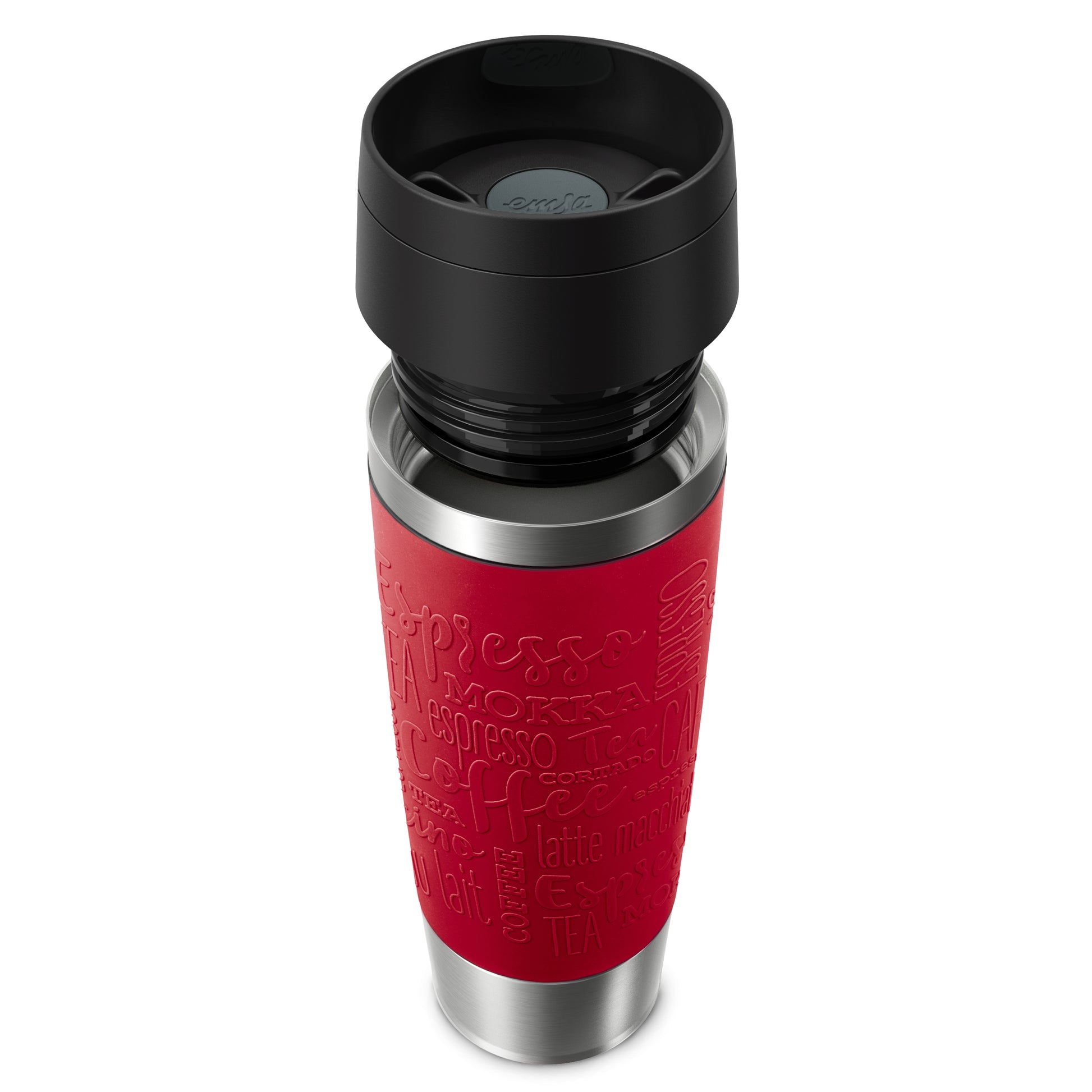 EMSA Travel Mug Classic Thermobecher 500 ml – doppelwandig 4 h heiss/8 h kalt, Edelstahl, Dunkelrot