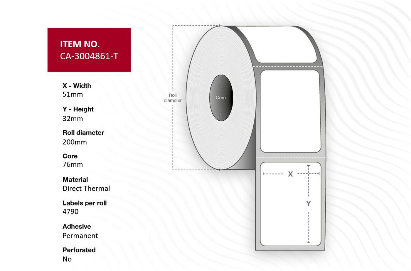 Capture Etiketten, 51 mm × 32 mm, Thermodirekt unbeschichtet, permanent klebend, 10 Rollen