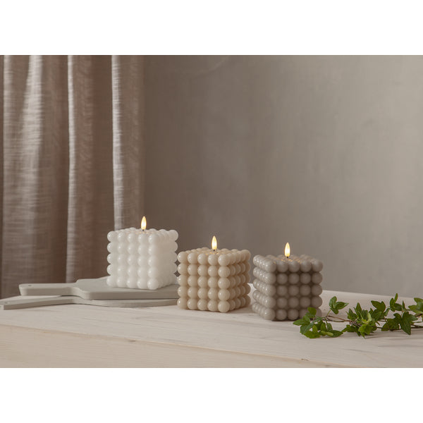 Star Trading LED-Kerze – Ø 10 × 12,5 cm, 0,02 W, Warmweiss, Beige, Timer, Batteriebetrieb