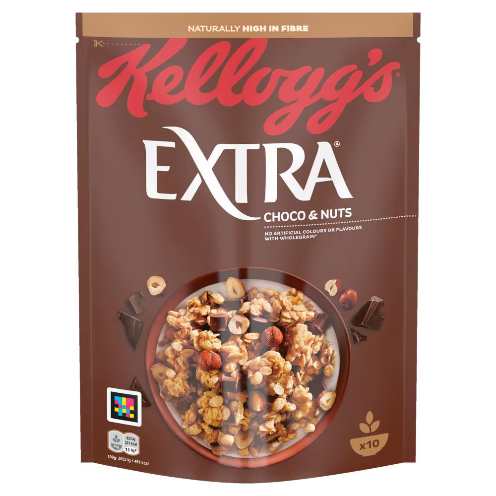 Kellogg Company Extra Choco & Nuts Müesli – Schokolade & Nuss – 450 g