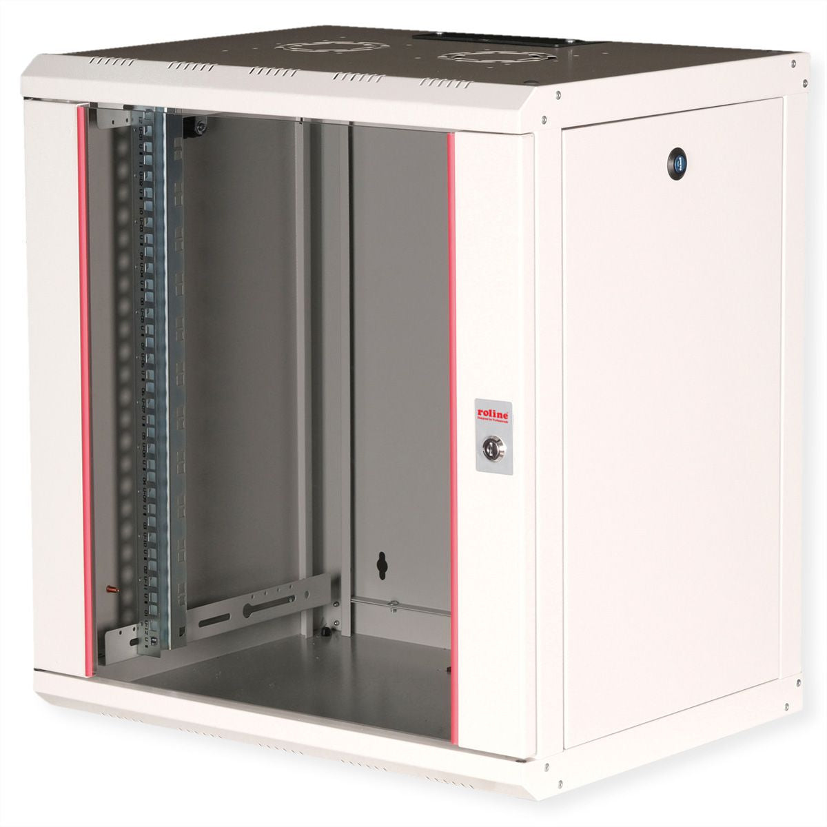 ROLINE Pro – 19" Wandverteiler 12U, IP20, abschliessbar, 450 × 600 × 640 mm, lichtgrau, Stahl