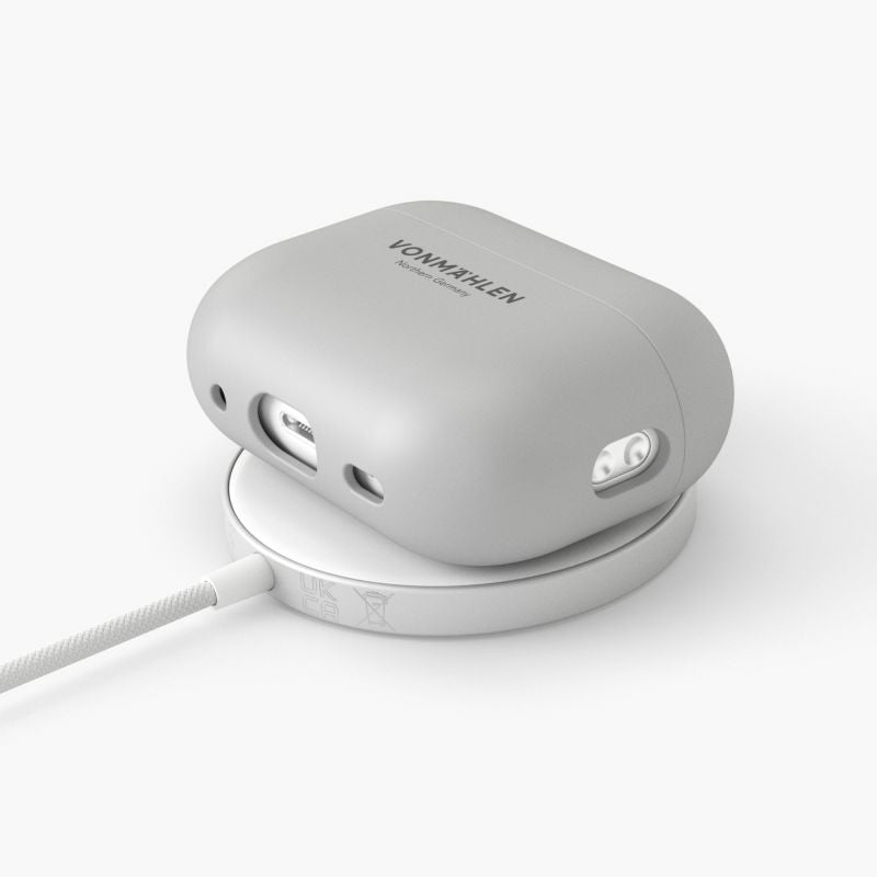 Vonmählen Thin Case – Schutzhülle – für Apple AirPods (2. Generation) – Hellgrau – Kabelloses Laden