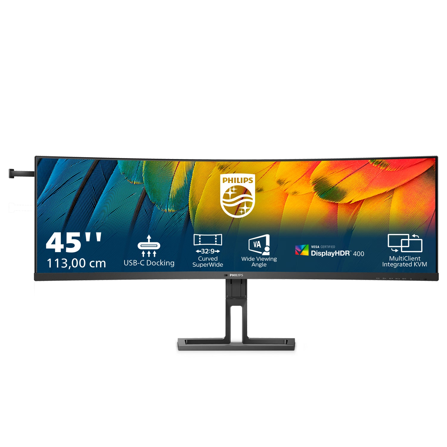Philips 45B1U6900C/00 – Monitor, 44,5", 5120 × 1440, VA, 75 Hz, 450 cd/m², USB-C, KVM, VESA 100 × 100, Schwarz