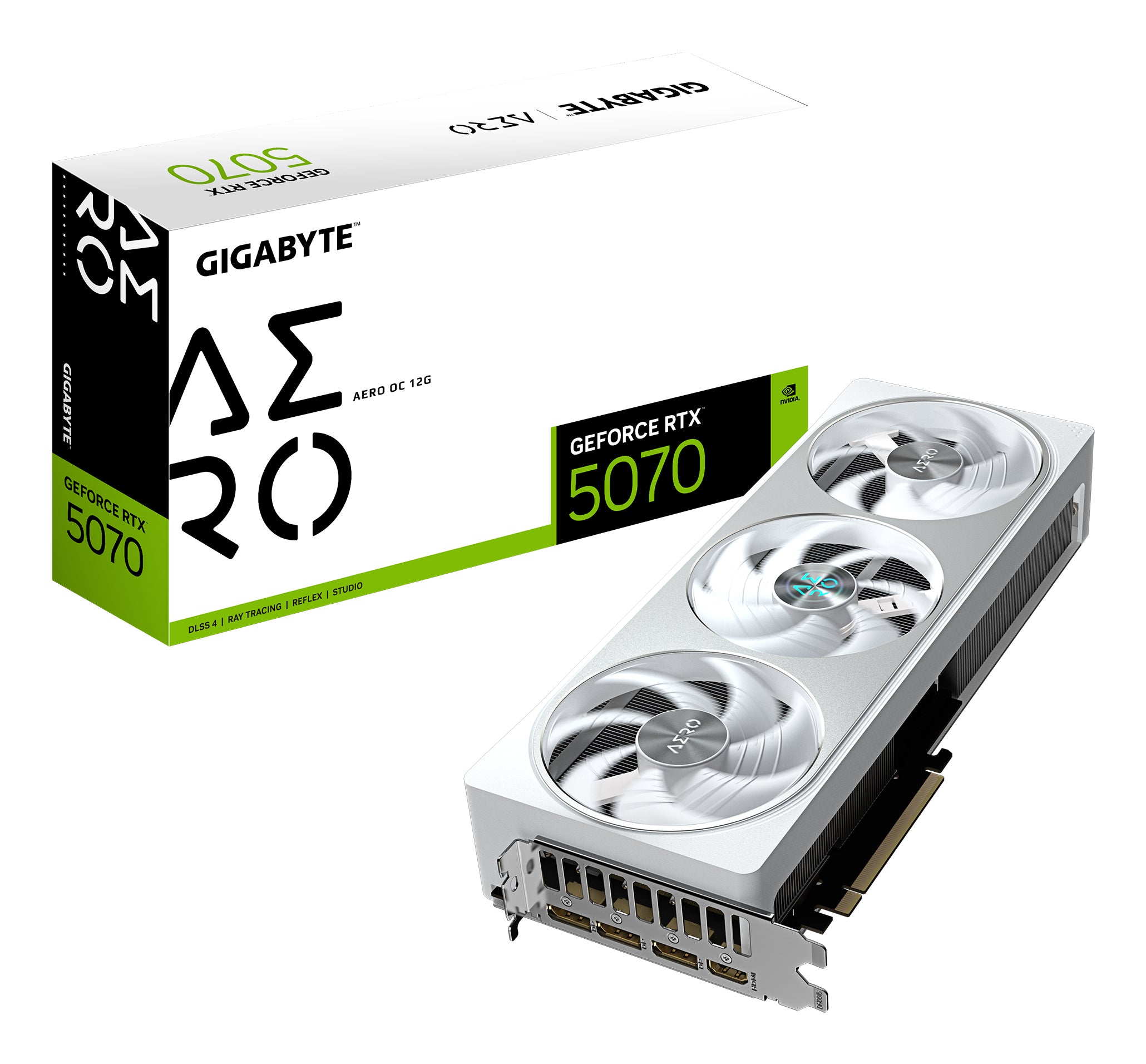 GIGABYTE GV-N5070AERO OC-12GD – PCIe Grafikkarte – 3×DP 2.1a, 1×HDMI 2.1b, PCIe 5.0 x16, 12 GB GDDR7, 1×16-Pin