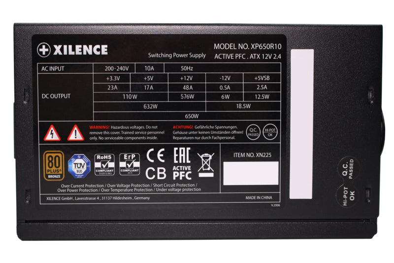 Xilence XP650R10 ATX-Netzteil 650 W 80 PLUS Bronze – nicht-modular, ATX 2.4