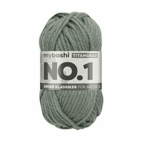 myBoshi Nr. 1 Wolle Grau-Marmor – 50 g, 55 m, 70% Polyacryl/30% Merinowolle, Nadel 6 mm, 1 Stk.