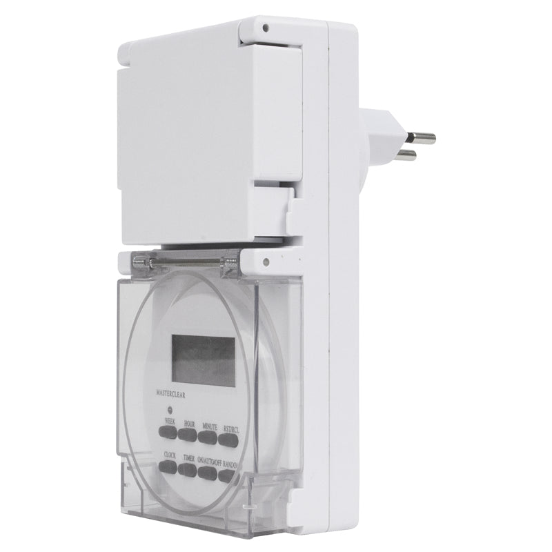 Steffen Digitale Zeitschaltuhr (DIN-Schiene) – Wochentimer, IP55 – 230 V, 10 A – Zwischenstecker